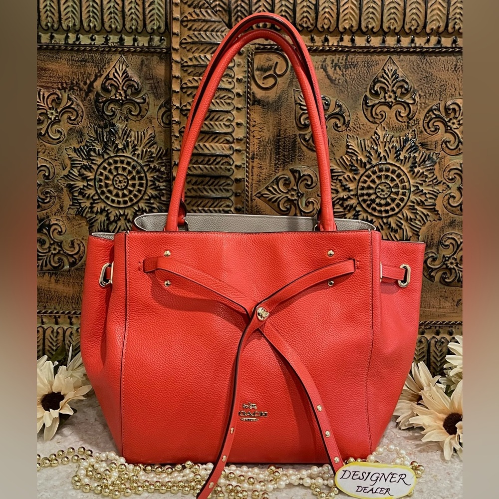 COACH Turn Lock Tie Satchel Tote VGC! 35838 Watermelon